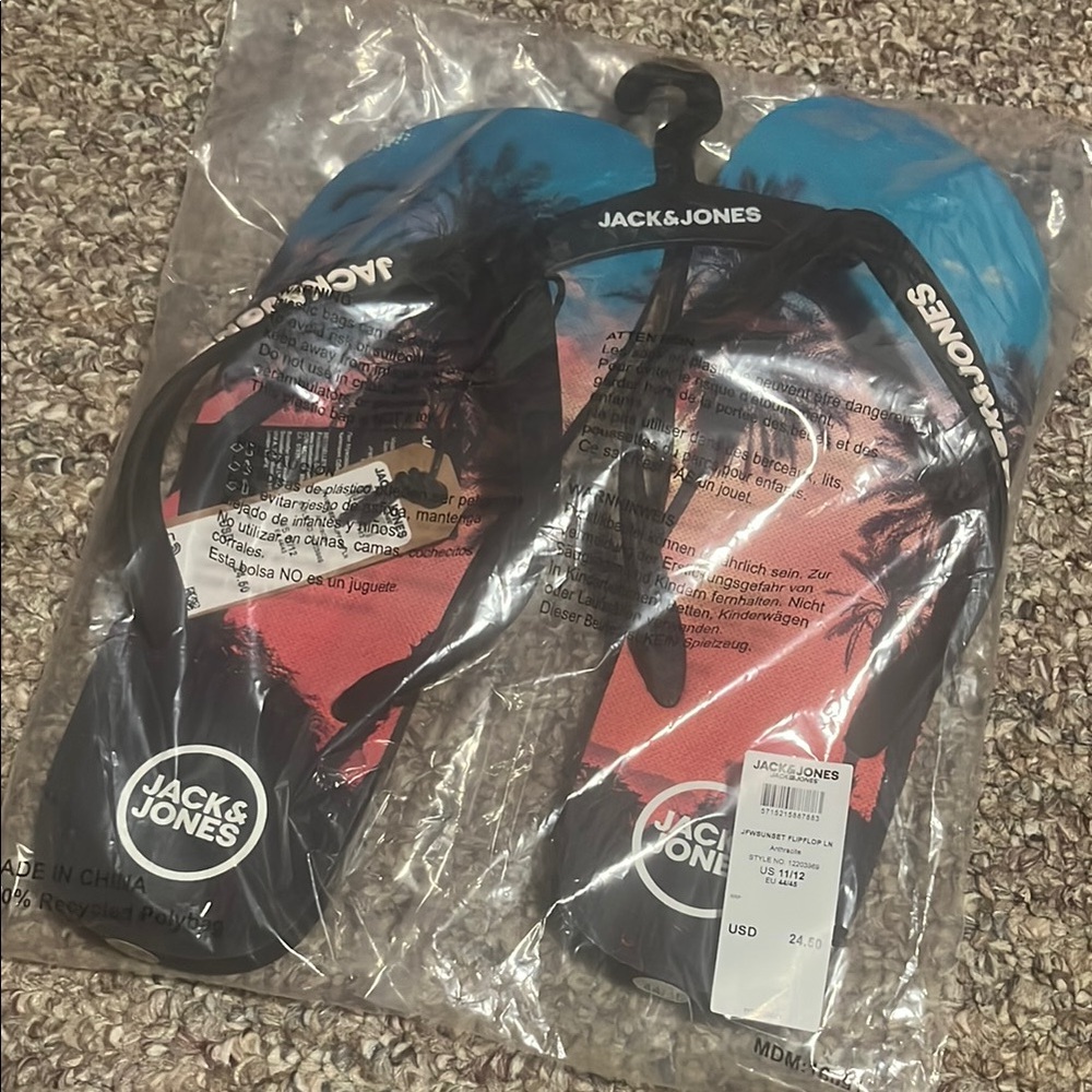 Jack & Jones Blue and Red Flip Flops